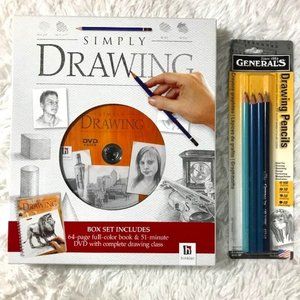 NWOT Simply Drawing Book DVD Class & Graphite Drawing Pencils Set